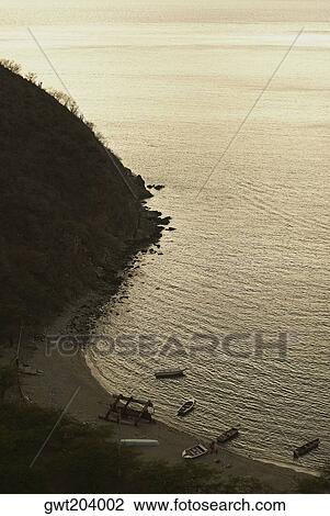 High angle view of a beach, Taganga Bay, Magdalena, Colombia View Large Photo Image Stock Image - High angle view of a beach, Taganga Bay, Magdalena, Colombia. Fotosearch
