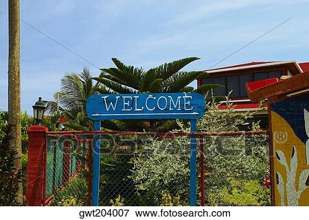 Welcome sign in front of a building, San Andres, Providencia y Santa Catalina, San Andres y Providencia Department, Colombia View Large Photo Image Stock Photo - Welcome sign in front of a building, San Andres, Providencia y Santa Catalina, San Andres y Providencia Department, Colombia. Fotosearch