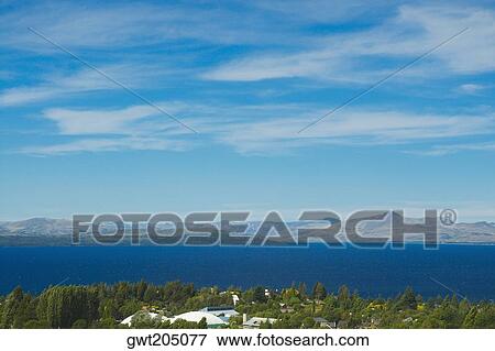 Lake in front of mountains, Lake Nahuel Huapi, San Carlos De Bariloche, Argentina View Large Photo Image Stock Photo - Lake in front of mountains, Lake Nahuel Huapi, San Carlos De Bariloche, Argentina. Fotosearch