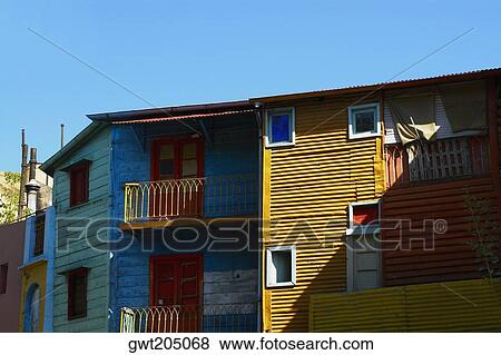 Low angle view of a building, La Boca, Buenos Aires, Argentina View Large Photo Image Stock Photo - Low angle view of a building, La Boca, Buenos Aires, Argentina. Fotosearch