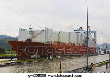 Container ship at a commercial dock, Panama Canal, Panama View Large Photo Image Stock Photography - Container ship at a commercial dock, Panama Canal, Panama. Fotosearch