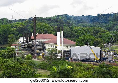 Factory on a hill, Panama Canal, Panama View Large Photo Image Stock Image - Factory on a hill, Panama Canal, Panama. Fotosearch