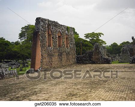 Stock Photography - Old ruins of a church, La Merced Church, Old Panama, Panama City, Panama. Fotosearch