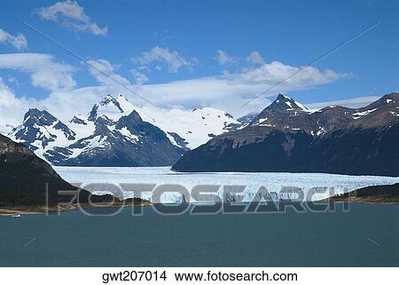 Lake passing through a mountain range, Moreno Glacier, Argentine Glaciers National Park, Lake Argentino, El Calafate, Patagonia, Argentina View Large Photo Image Picture - Lake passing through a mountain range, Moreno Glacier, Argentine Glaciers National Park, Lake Argentino, El Calafate, Patagonia, Argentina. Fotosearch