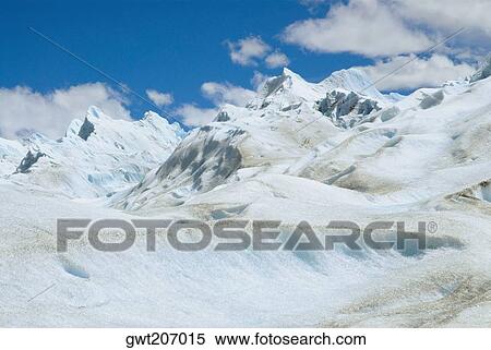 Stock Photography - Mountains covered with snow, Glacier Grande, Mt Fitzroy, Chalten, Southern Patagonian Ice Field, Patagonia, Argentina. Fotosearch