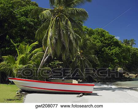 Boat on the beach, Providencia, Providencia y Santa Catalina, San Andres y Providencia Department, Colombia View Large Photo Image Stock Photo - Boat on the beach, Providencia, Providencia y Santa Catalina, San Andres y Providencia Department, Colombia. Fotosearch