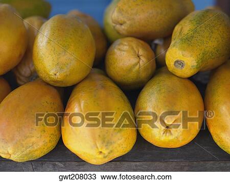 Close-up of a heap of papayas in a market stall, Providencia, Providencia y Santa Catalina, San Andres y Providencia Department, Colombia View Large Photo Image Stock Image - Close-up of a heap of papayas in a market stall, Providencia, Providencia y Santa Catalina, San Andres y Providencia Department, Colombia. Fotosearch
