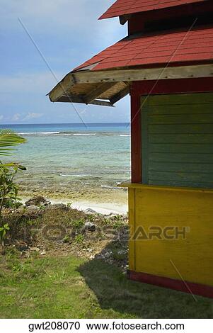 Stock Image - House at the seaside, San Andres, Providencia y Santa Catalina, San Andres y Providencia Department, Colombia. Fotosearch
