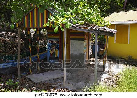 Shed under a tree, Providencia y Santa Catalina, San Andres y Providencia Department, Colombia View Large Photo Image Stock Photography - Shed under a tree, Providencia y Santa Catalina, San Andres y Providencia Department, Colombia. Fotosearch