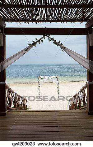 Stock Image - Canopy on the beach, Cancun, Mexico. Fotosearch