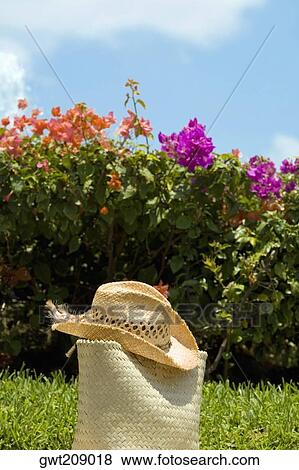 Close-up of a straw bag with a straw hat on grass in a park, Cancun, Mexico View Large Photo Image Stock Photo - Close-up of a straw bag with a straw hat on grass in a park, Cancun, Mexico. Fotosearch