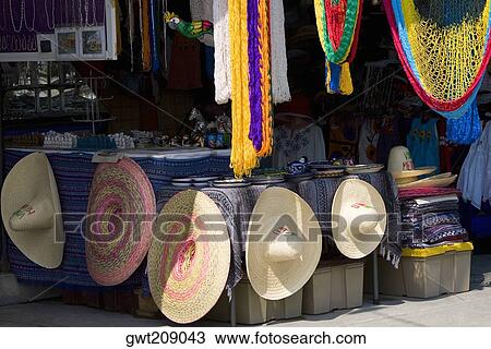 Straw hats in a store, Cancun, Mexico View Large Photo Image Stock Image - Straw hats in a store, Cancun, Mexico. Fotosearch