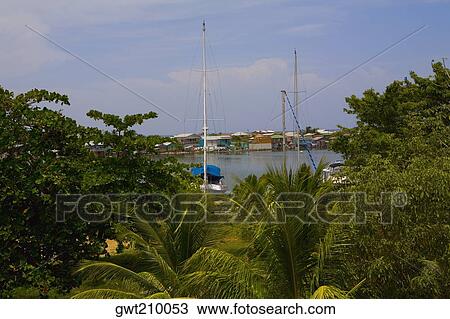 Boat docked at a harbor, French Harbour, Rotan, Bay Islands, Honduras View Large Photo Image Stock Image - Boat docked at a harbor, French Harbour, Rotan, Bay Islands, Honduras. Fotosearch