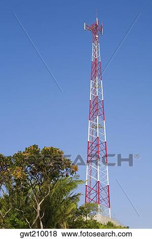 Low angle view of a communication tower, Roatan, Bay Islands, Honduras View Large Photo Image Stock Photo - Low angle view of a communication tower, Roatan, Bay Islands, Honduras. Fotosearch