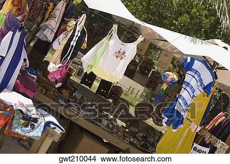 Picture - Market stall on the beach, West Bay Beach, Roatan, Bay Islands, Honduras. Fotosearch