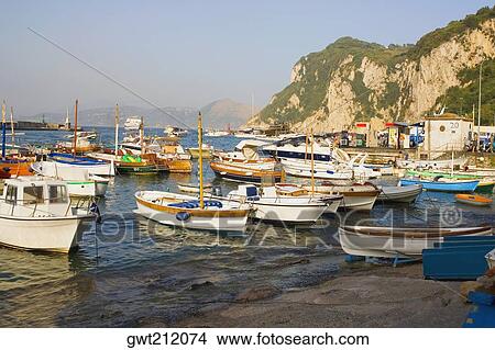 Boats at the dock, Marina Grande, Capri, Campania, Italy View Large Photo Image Picture - Boats at the dock, Marina Grande, Capri, Campania, Italy. Fotosearch