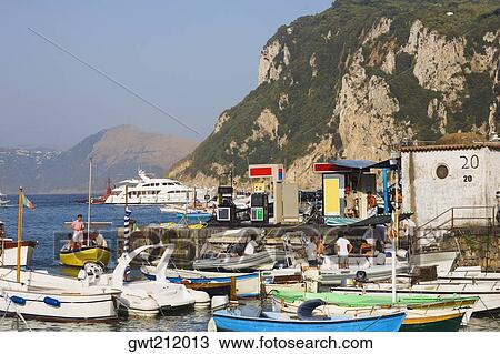Boats at the dock, Marina Grande, Capri, Campania, Italy View Large Photo Image Stock Image - Boats at the dock, Marina Grande, Capri, Campania, Italy. Fotosearch