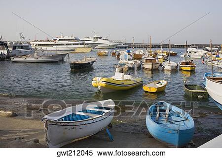 Stock Photography - Boats at the dock, Marina Grande, Capri, Campania, Italy. Fotosearch