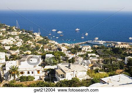 High angle view of boats at the harbor, Marina Grande, Capri, Campania, Italy View Large Photo Image Picture - High angle view of boats at the harbor, Marina Grande, Capri, Campania, Italy. Fotosearch