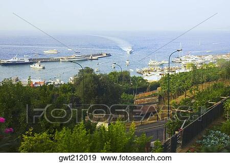 High angle view of boats in the sea, Marina Grande, Capri, Campania, Italy View Large Photo Image Stock Photo - High angle view of boats in the sea, Marina Grande, Capri, Campania, Italy. Fotosearch
