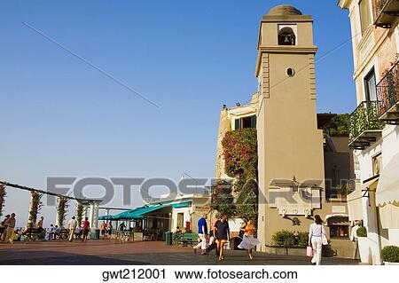 Low angle view of a bell tower, Piazza Umberto, Capri, Campania, Italy View Large Photo Image Stock Image - Low angle view of a bell tower, Piazza Umberto, Capri, Campania, Italy. Fotosearch