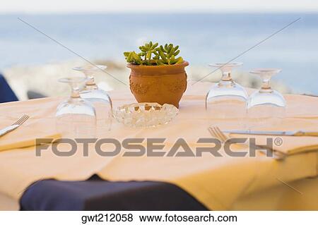 Place setting on a table, Capri, Campania, Italy View Large Photo Image Stock Photo - Place setting on a table, Capri, Campania, Italy. Fotosearch
