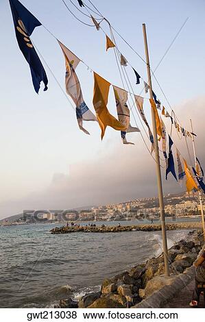 Flags on the coast, Ephesus, Turkey View Large Photo Image Stock Photo - Flags on the coast, Ephesus, Turkey. Fotosearch