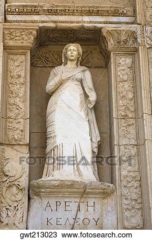 Statue on a wall, Celsus Library, Ephesus, Turkey View Large Photo Image Stock Image - Statue on a wall, Celsus Library, Ephesus, Turkey. Fotosearch