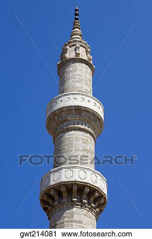 High section view of a minaret, Mosque of Suleyman, Rhodes Old Town, Rhodes, Dodecanese Islands, Greece View Large Photo Image Stock Image - High section view of a minaret, Mosque of Suleyman, Rhodes Old Town, Rhodes, Dodecanese Islands, Greece. Fotosearch