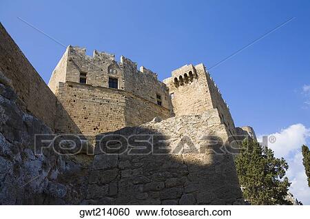 Stock Image - Low angle view of a palace, Grand Master's Palace, Rhodes, Dodecanese Islands, Greece. Fotosearch