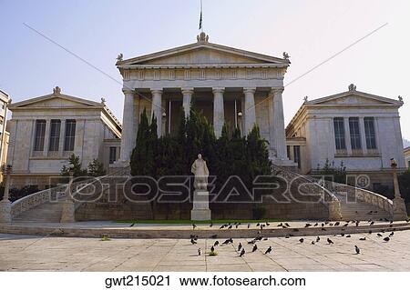 Stock Image - Facade of an educational building, Athens Academy, Athens, Greece. Fotosearch