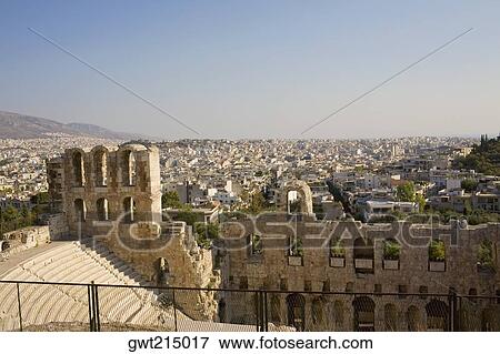 High angle view of an amphitheater, Theater Of Herodes Atticus, Acropolis, Athens, Greece View Large Photo Image Stock Photo - High angle view of an amphitheater, Theater Of Herodes Atticus, Acropolis, Athens, Greece. Fotosearch