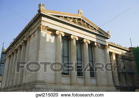 Low angle view of an university building, National and Kapodistrian University of Athens, Athens, Greece View Large Photo Image Stock Image - Low angle view of an university building, National and Kapodistrian University of Athens, Athens, Greece. Fotosearch