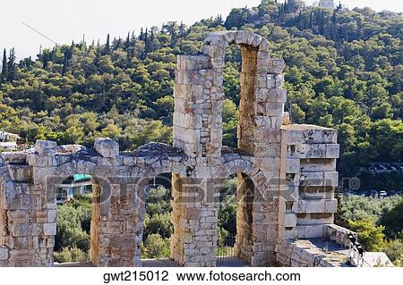 Old ruins of an amphitheater, Theater Of Herodes Atticus, Acropolis, Athens, Greece View Large Photo Image Stock Image - Old ruins of an amphitheater, Theater Of Herodes Atticus, Acropolis, Athens, Greece. Fotosearch