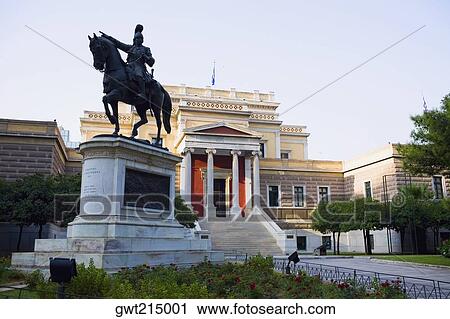 Stock Image - Statue of Theodoros Kolokotronis in front of a museum, National History Museum, Athens, Greece. Fotosearch