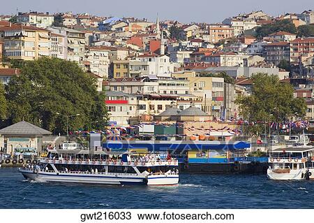 Stock Image - Buildings at the waterfront, Istanbul, Turkey. Fotosearch