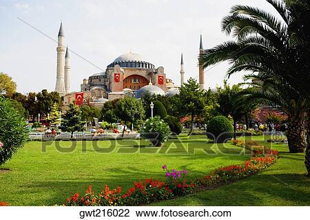 Formal garden in front of mosque, Aya Sofya, Istanbul, Turkey View Large Photo Image Stock Image - Formal garden in front of mosque, Aya Sofya, Istanbul, Turkey. Fotosearch