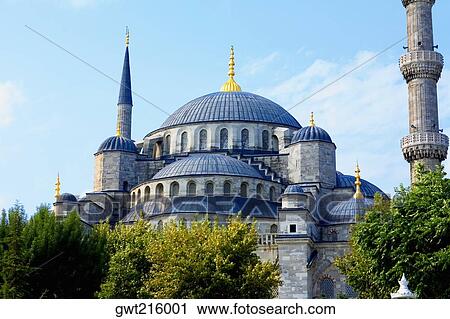 Stock Image - Low angle view of a mosque, Blue Mosque, Istanbul, Turkey. Fotosearch