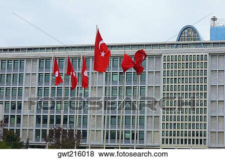 Turkish flags in front of a building, Istanbul, Turkey View Large Photo Image Stock Photo - Turkish flags in front of a building, Istanbul, Turkey. Fotosearch