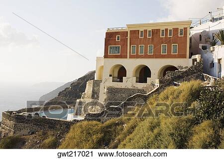 Stock Image - Building on a mountain, Greece. Fotosearch