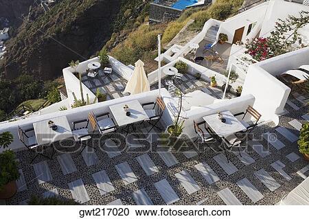 High angle view of a restaurant on a mountain, Greece View Large Photo Image Stock Image - High angle view of a restaurant on a mountain, Greece. Fotosearch