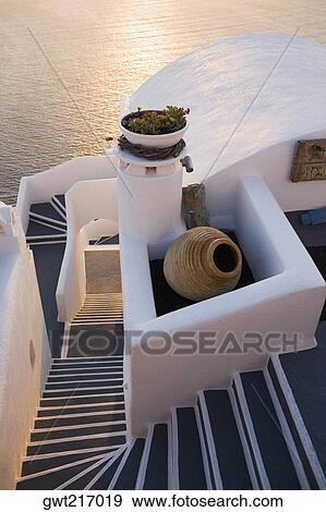 High angle view of staircases of a building, Greece View Large Photo Image Stock Photo - High angle view of staircases of a building, Greece. Fotosearch