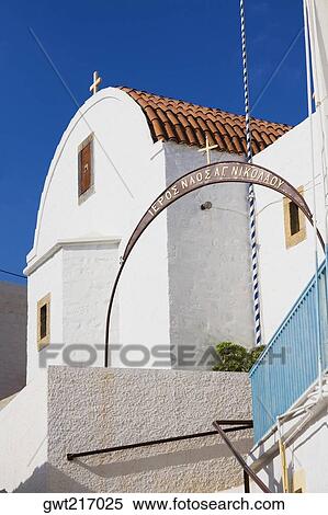 Stock Photography - Low angle view of a church, Greece. Fotosearch