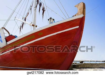 Stock Image - Low angle view of a tall ship, Greece. Fotosearch