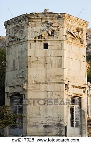 Old ruins of a tower, Tower of the winds, Athens, Greece View Large Photo Image Stock Photo - Old ruins of a tower, Tower of the winds, Athens, Greece. Fotosearch
