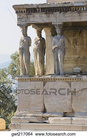 Picture - Statues in a temple, The Erechtheum, Acropolis, Athens, Greece. Fotosearch