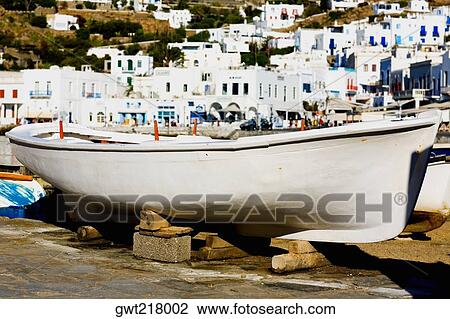 Boat at the dock, Mykonos, Cyclades Islands, Greece View Large Photo Image Stock Image - Boat at the dock, Mykonos, Cyclades Islands, Greece. Fotosearch