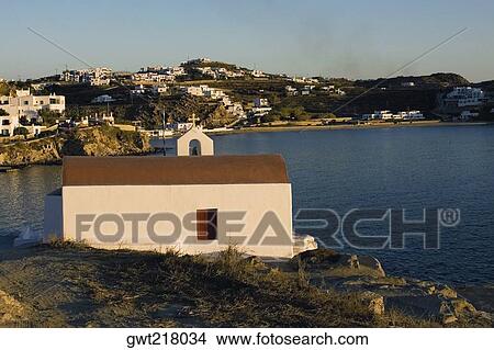 Church on the coast, Mykonos, Cyclades Islands, Greece View Large Photo Image Picture - Church on the coast, Mykonos, Cyclades Islands, Greece. Fotosearch