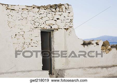 Facade of a house, Mykonos, Cyclades Islands, Greece View Large Photo Image Stock Photo - Facade of a house, Mykonos, Cyclades Islands, Greece. Fotosearch