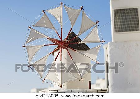 Low angle view of a traditional windmill, Mykonos, Cyclades Islands, Greece View Large Photo Image Stock Photography - Low angle view of a traditional windmill, Mykonos, Cyclades Islands, Greece. Fotosearch
